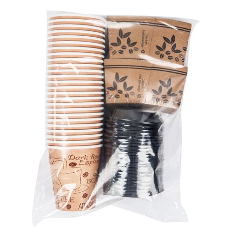 Choice 10 Oz Paper Hot Cup Lid And Sleeve Combo Kit 25 Pack