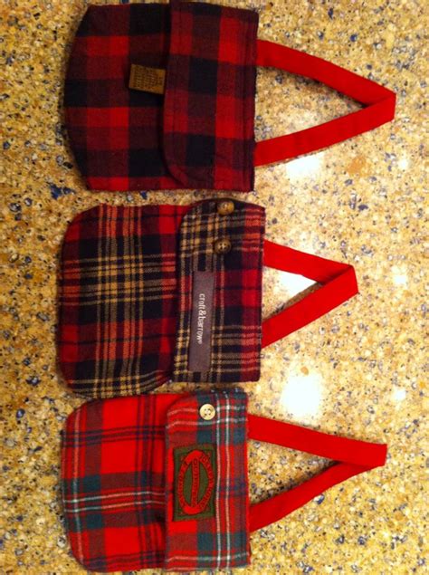 Pocket Christmas Ornaments Made From Granddads Flannel Shirts How