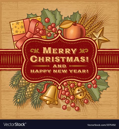 Merry Christmas Retro Card Royalty Free Vector Image