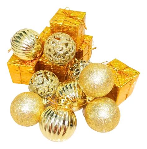 Kit Enfeites Arvore De Natal Pe As Dourado Prata Vermelho Mercadolivre