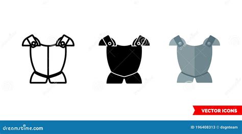 Armour Icon Of 3 Types Color Black And White Outline Isolated Vector