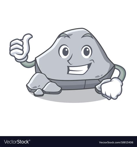 Thumbs Up Stone Character Cartoon Style Royalty Free Vector