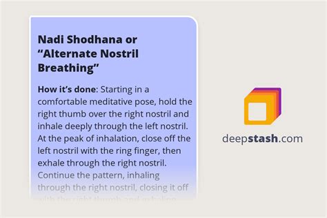 Nadi Shodhana or “Alternate Nostril Breathing” - Deepstash