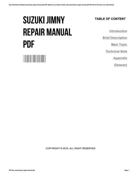 Suzuki Jimny Repair Manual Pdf By Ty Issuu