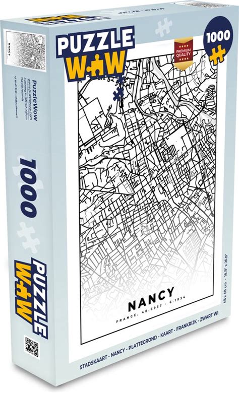 Puzzel Stadskaart Nancy Plattegrond Kaart Frankrijk Zwart Wit