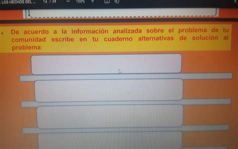 De acuerdo a la información analizada sobre el problema de tu comunidad