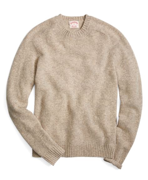 Brooks Brothers Shetland Wool Saddle Shoulder Crewneck Sweater In