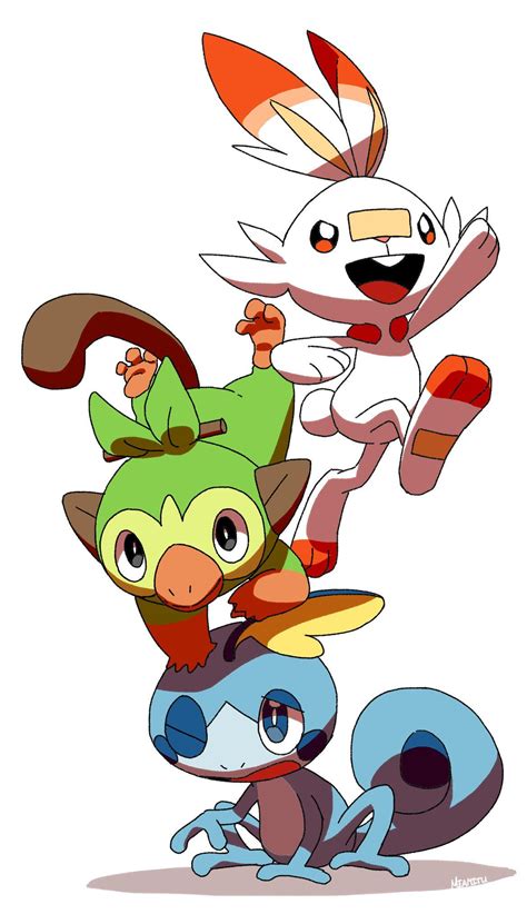 Sobble Grookey Scorbunny Pokemon Cute Pokemon Pokemon Fan Art