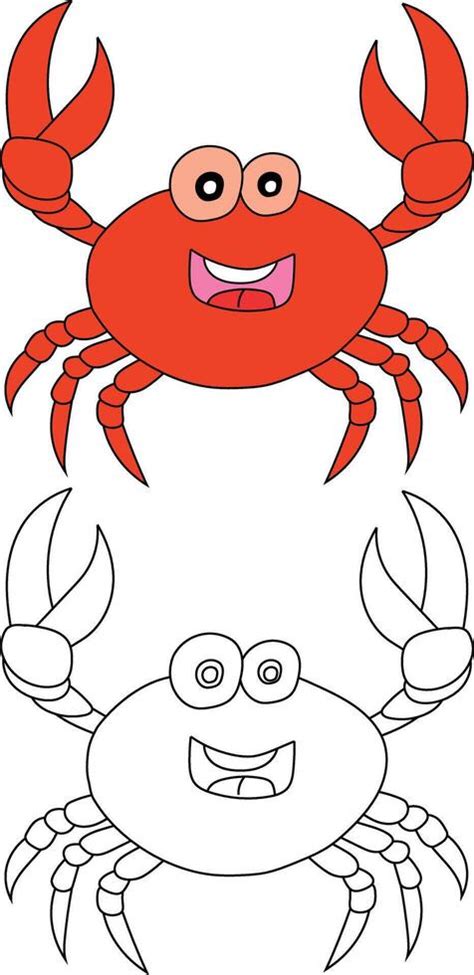 Crab Clipart Set Colorful And Outline Crabs From The Sea Life