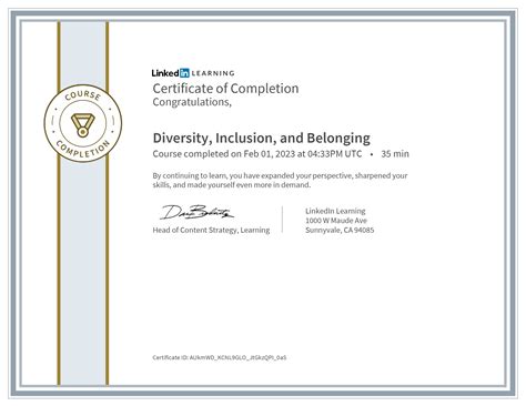 Certificate Of Completion Diversity Inclusion And Belonging 2 Hosted At