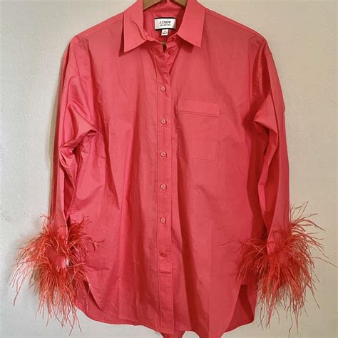 J Crew Women S Red And Pink Shirt Depop