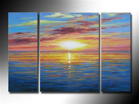 Large Abstract Art Style Calm Sea Sunset Sunset Landscape Painting