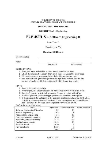 An Example Final Exam Paper Winter 2005 Cdf University Of