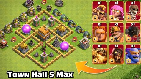 Town Hall 5 Max Vs All Super Troops Clash Of Clans Youtube