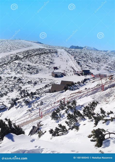 Winter Mountains Slopes In Alpine Ski Resort Borovets Bulgaria Stock