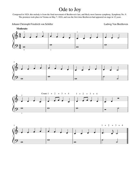 Ode To Joy Sheet Music For Piano Solo