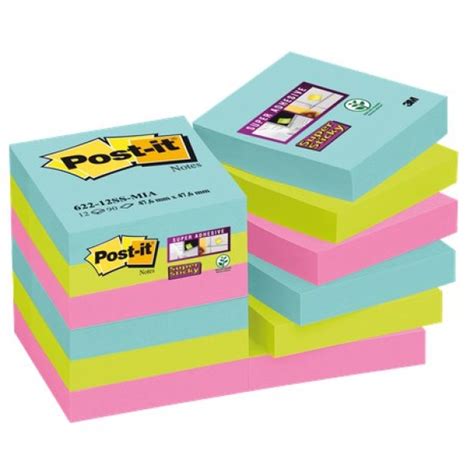 Blocchi Memo Adesivi Post It Super Sticky Colori Assortiti Neon 47