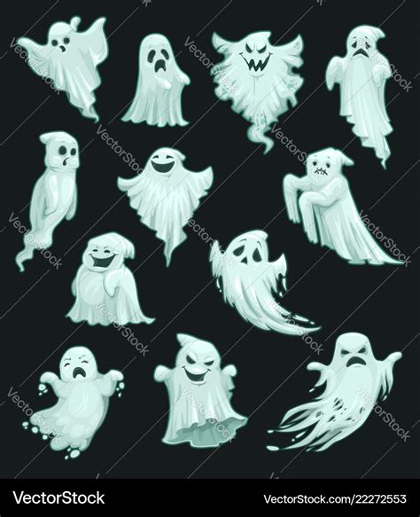 Halloween Holiday Party Cartoon Ghosts Royalty Free Vector