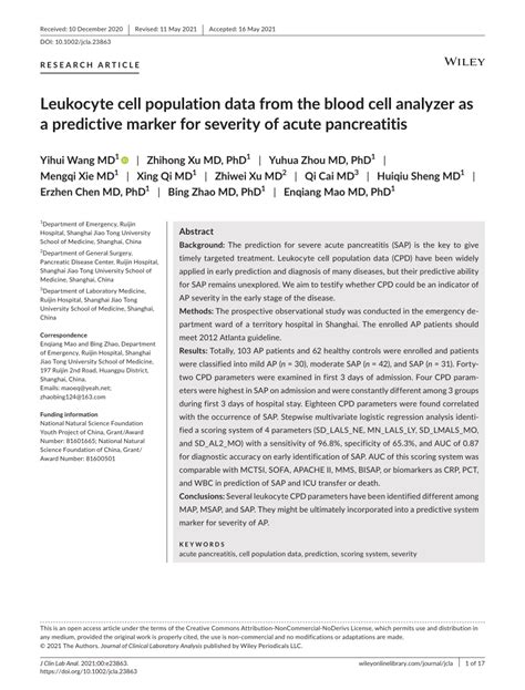 PDF Leukocyte Cell Population Data From The Blood Cell Analyzer As A