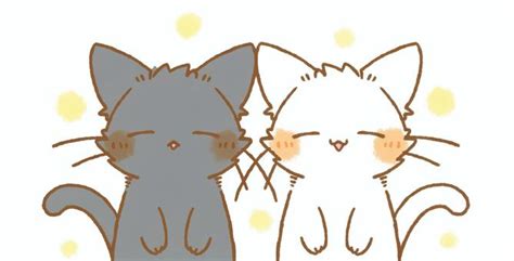 笑顔の白猫と黒猫 表情差分②イラスト No 23404827／無料イラストなら「イラストac」