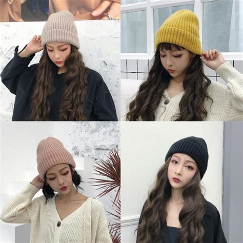 Buy Womens Beanie Hat Autumn Women Wool Knit Beanie Hat Cuff Beanie