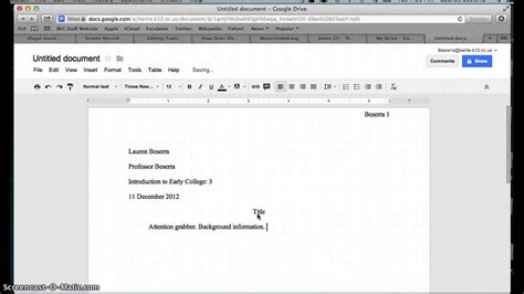 How To Set Up A Document In MLA Format In Google Docs YouTube