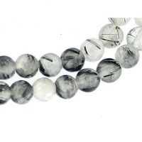 Fil De Perles Rondes Mm Mm En Quartz Inclusions De Tourmaline