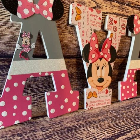 Minnie Mouse Themed Letters Minnie Mouse Decor Girl Wall Etsy In 2020