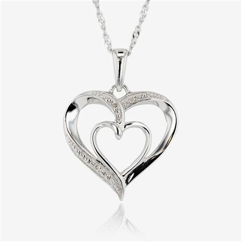 Sterling Silver Diamond Heart Necklace