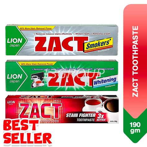 ZACT Toothpaste Smokers Whitening Stain Fighter 150g 190g Shopee