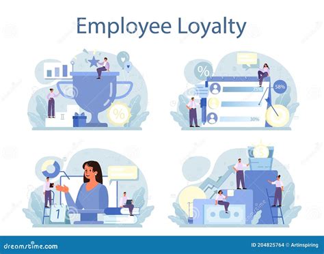 Employee Loyalty Concept Set Staff Management Empolyee Development