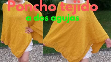 Poncho Tejido En Dos Agujas Facil Para Dama YouTube