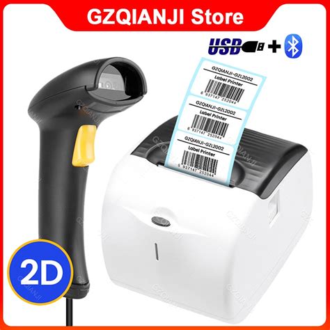 20 58mm 2Inch Thermal Label Printer 2D Barcode Scanner Laser Code