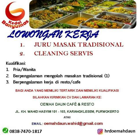 Juru Masak Tradisional Loker Purwokerto