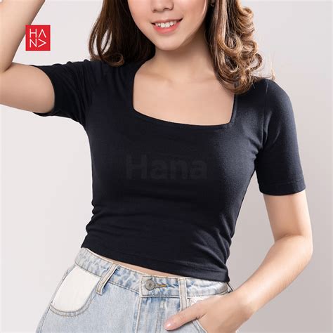 Jual Hana Fashion Martina Basic Kaos T Shirt Crop Wanita Crop Top