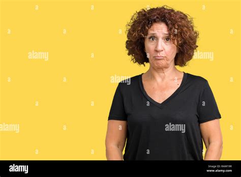 Beautiful Middle Ager Senior Woman Over Isolated Background Depressed