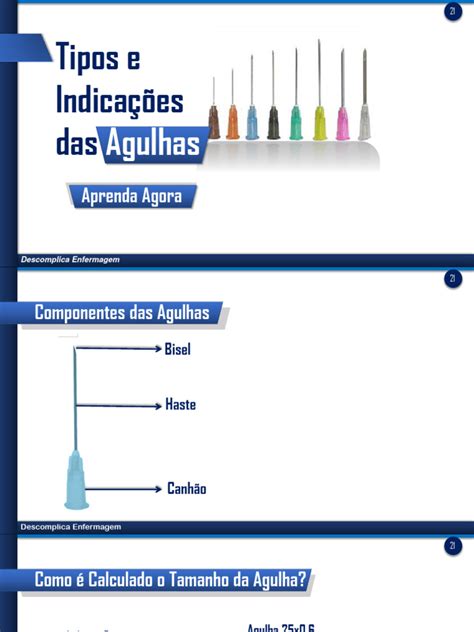 Tipos De Agulhas E Suas Funções - Tipos e Indicações de Agulhas | PDF | Remédio | Especialidades médicas
