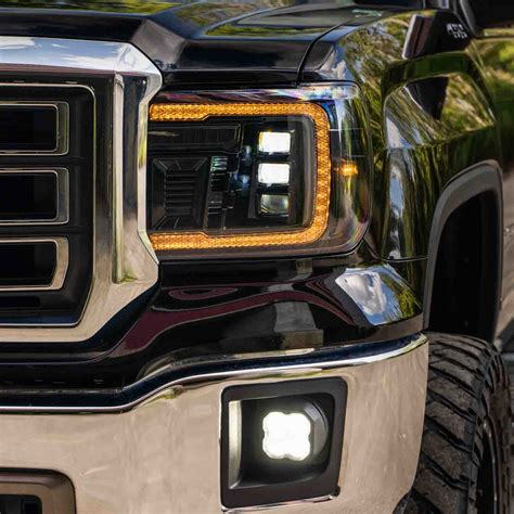 NEW COLOR Amber DRL Sequential LED Headlights For The 2014 2018 GMC