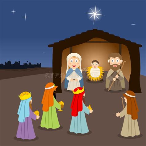 Cartoon Nativity Scene Stock Vector Image Of Cradle 35098185