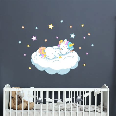 Stickers Enfant Licorne Sur Le Nuage Stickers IDEES CADEAUX Chambre