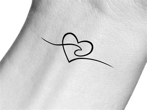 Wave Heart Temporary Tattoo Etsy