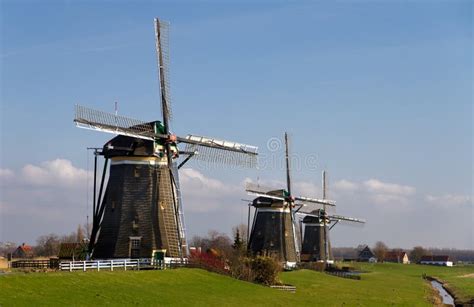 Row Of Dutch Wind Mills Stock Image Image Of Windmills 26371359