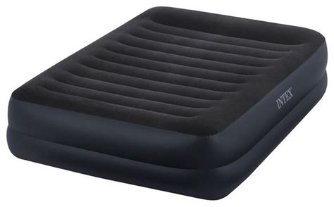 Intex Queen Pillow Rest Fiber Tech Raised Airbed Blue Contemporary