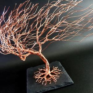 Copper Windswept Weeping Willow Wire Tree Sculpture Metal Tree Of Life