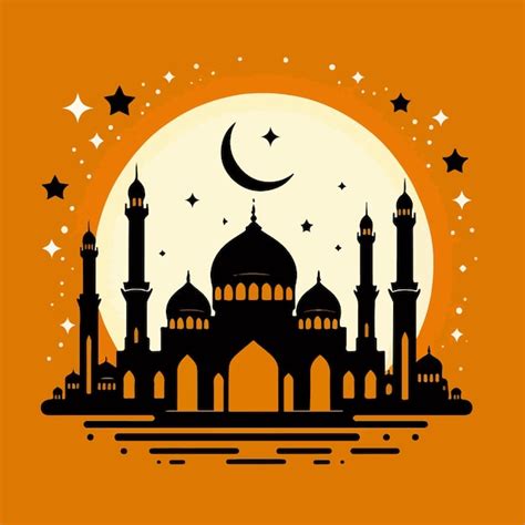 Premium Vector Mosque Silhouette Vector Illustration Eid Mubarak