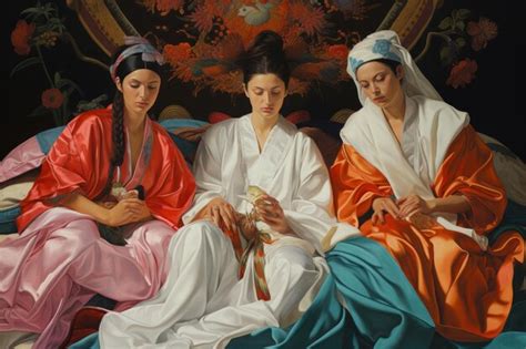 Premium Ai Image Pretty Women In Robes And Towels On Bed