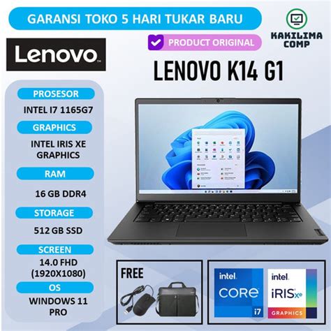 Jual Laptop Lenovo K14 G1 Intel I7 Ram 16gb Ssd 512gb Windows 11 Pro