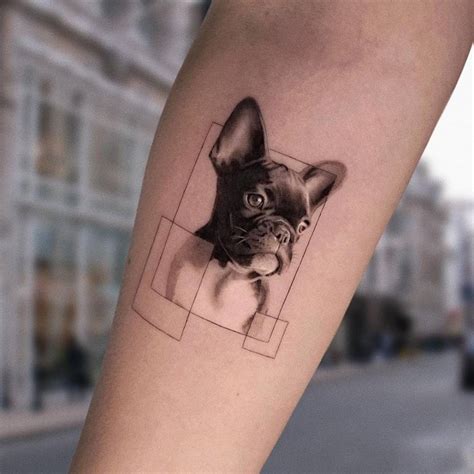 Micro Realistic French Bulldog Tattoo On The Inner