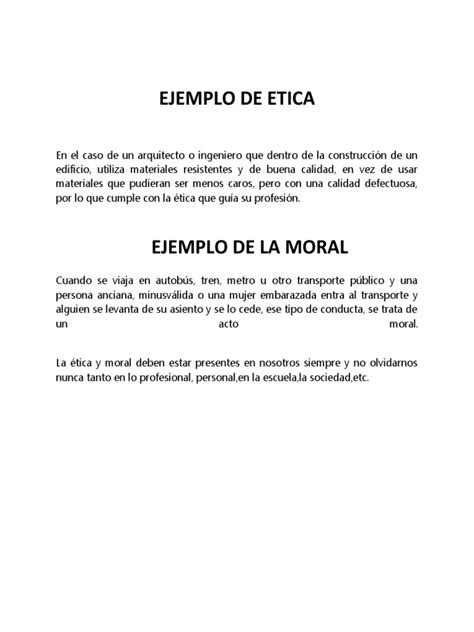 Ejemplo De Etica Y Moral Pdf