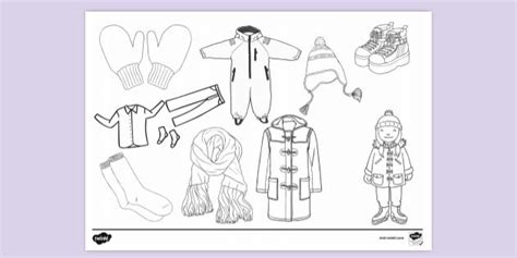 Free Winter Clothes Colouring Page Primary School Twinkl